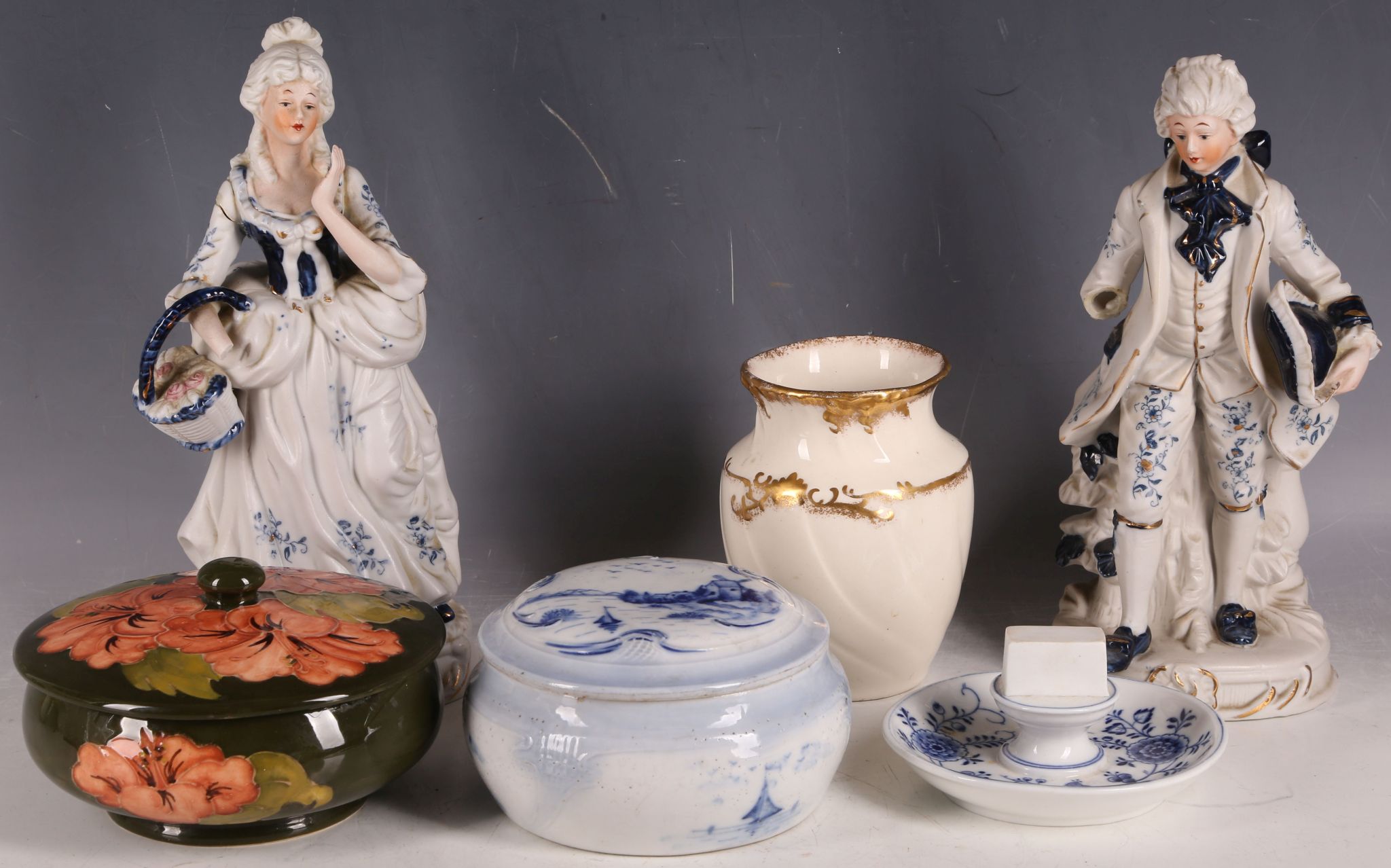 A mixed lot of Continental pottery and porcelain, including a Meissen matchbox holder, and a