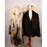 Four vintage ladies coney fur jackets, a white bomber style, two three quarter length dappled colour