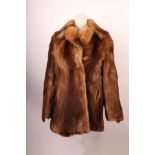 A vintage golden fur jacket, with large collar, long sleeves, side pockets, polyester lined, (size