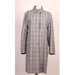 A Nicole Farhi soft grey check rain coat, side pockets, lined, small collar (size medium).