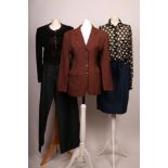 A vintage Jean Paul Gaultier and Moschino, including a brown junior Gaultier jacket, navy Gaultier