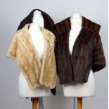 Four good vintage mink and mole fur stoles and shoulder capes, including an ivory mink and two