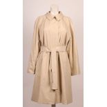 A good Burberry ladies' classic rain mac, three quarter length, straight lines, with belt, beige