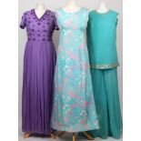 Six 1960s ladies' pieces of clothing including: Ellis, lilac chiffon full skirt, full length