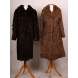 Two vintage full length Coney fur coats, with collars, long sleeves, side pockets, lined, (size