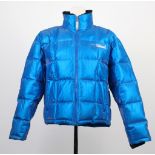 A Ralph Lauren metallic cobalt blue ski jacket, short fitted length, square quilting, fully lined,