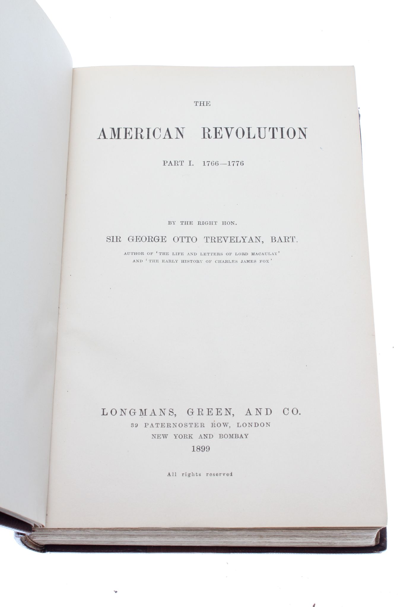 TREVELYAN, George Otto (1838-1928).  The American Revolution. London: Longmans, 1899-1903. 3 - Image 5 of 6