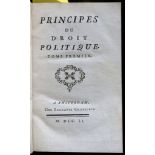 BURLAMAQUI, Jean Jacques (1694-1748).  Principes du Droit Naturel. Geneva: chez Barillot & fils.,