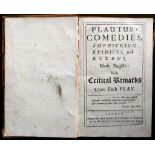 [ECHARD, Laurence ([?]1670-1730, translator and editor)].  Plautus's Comedies, Amphitryon, Epidecus,