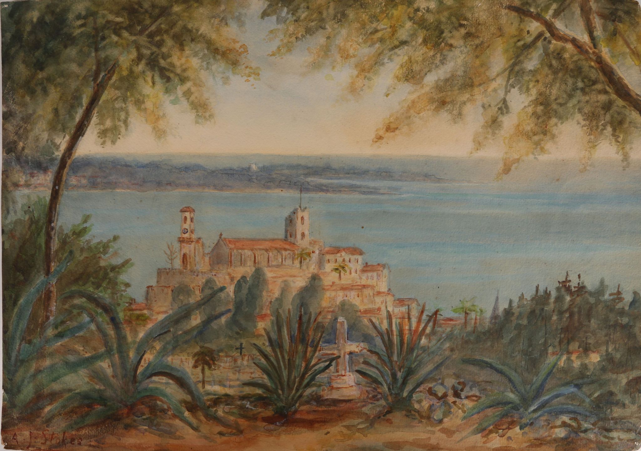 A selection of early 20th Century watercolour studies of the Italian Coast, including views of the - Image 8 of 9