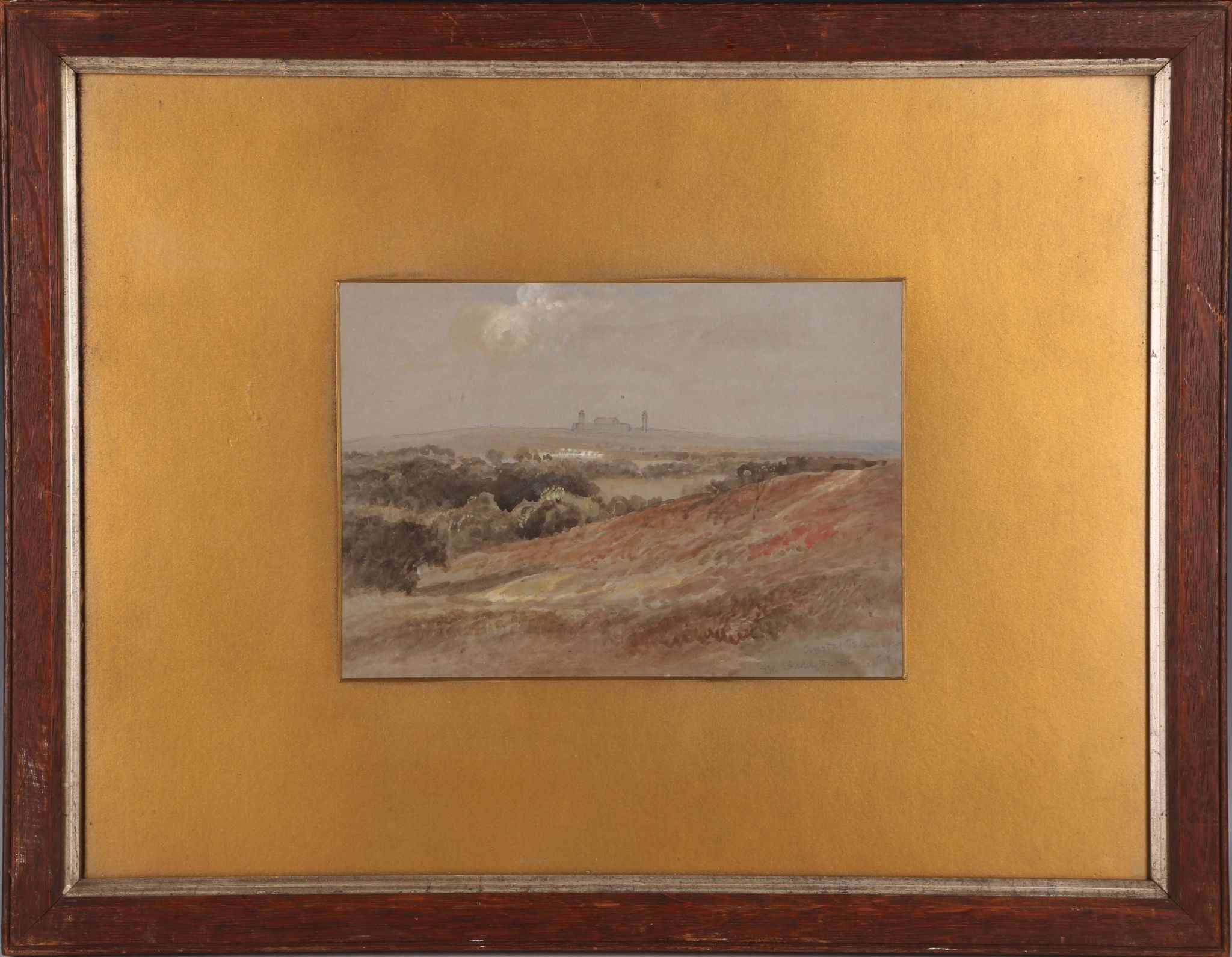 'Crystal Palace from the Addington Hills', watercolour landscape study, inscribed lower right,