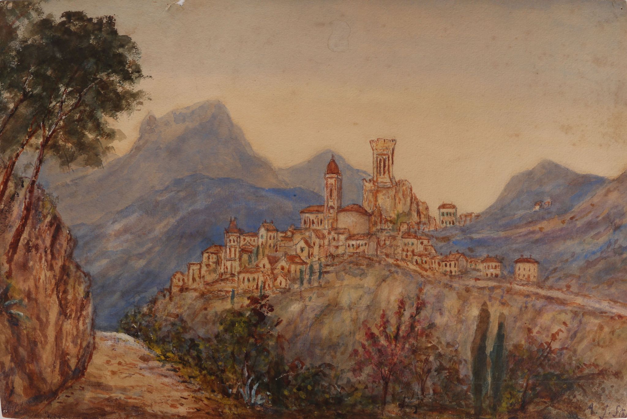 A selection of early 20th Century watercolour studies of the Italian Coast, including views of the