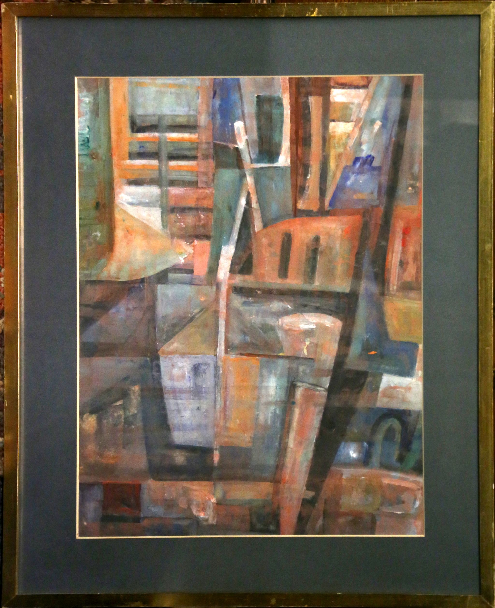 A 20th Century British School, watercolour, abstract designs, unsigned, framed, together with two