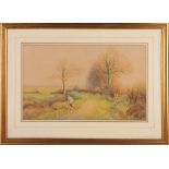 A selection of 19th and 20th Century watercolours, to include G.H. Garland study of a farmer cutting