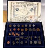 A cased set of modern American and British coins, together with small collection of ancient Greek