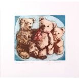 Alyson Hunter, circa 1980s photographic etchings with aquatint, two of bears and the third a rabbit,