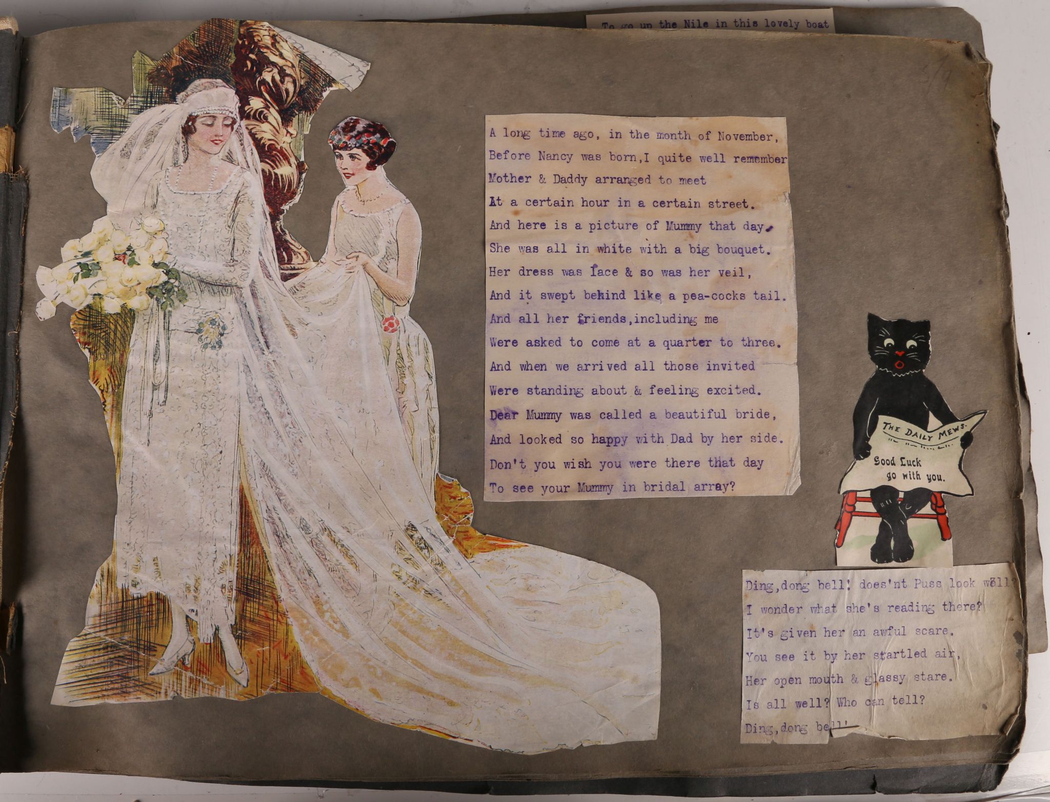 A scrap album, each illustrative scrap is accompanied by a poem.