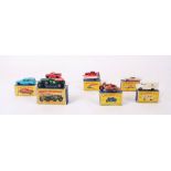 Eight Matchbox series boxed vehicles, including Studebaker Station Wagon 42 (lacks dog), Five Cheifs