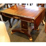 Scottish furniture in the manner of William Trotter, Regency rosewood and brass sofa table, canted