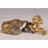 Two small bronze animals.