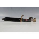 3rd Reich Hitler Youth dagger, plastic chequer grip, enamel motif RZM M7/60 stamp to buffer pad of