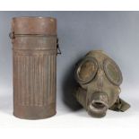 Luftschutz (Home Guard) gas mask and container.
