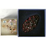 A collection of ear studs, with various precious and semi-precious stones and many loose polished