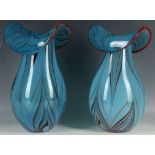 A pair of decorative 'art glass' baluster vases with everted rim (possibly Murano), 32cm H. (2)