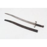 A 19th Century yataghan sword bayonet, 1856/8 pattera, chequer grip, 57.5 fullered blade, leather
