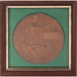 WW1 Memorial plaque (death penny), framed, bronze, dedicated to Basil Sturgess H.M.S. Daring,