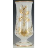 A fine late 19th Century opaline glass vase, with engraved and cut decoration, enriched with gilding