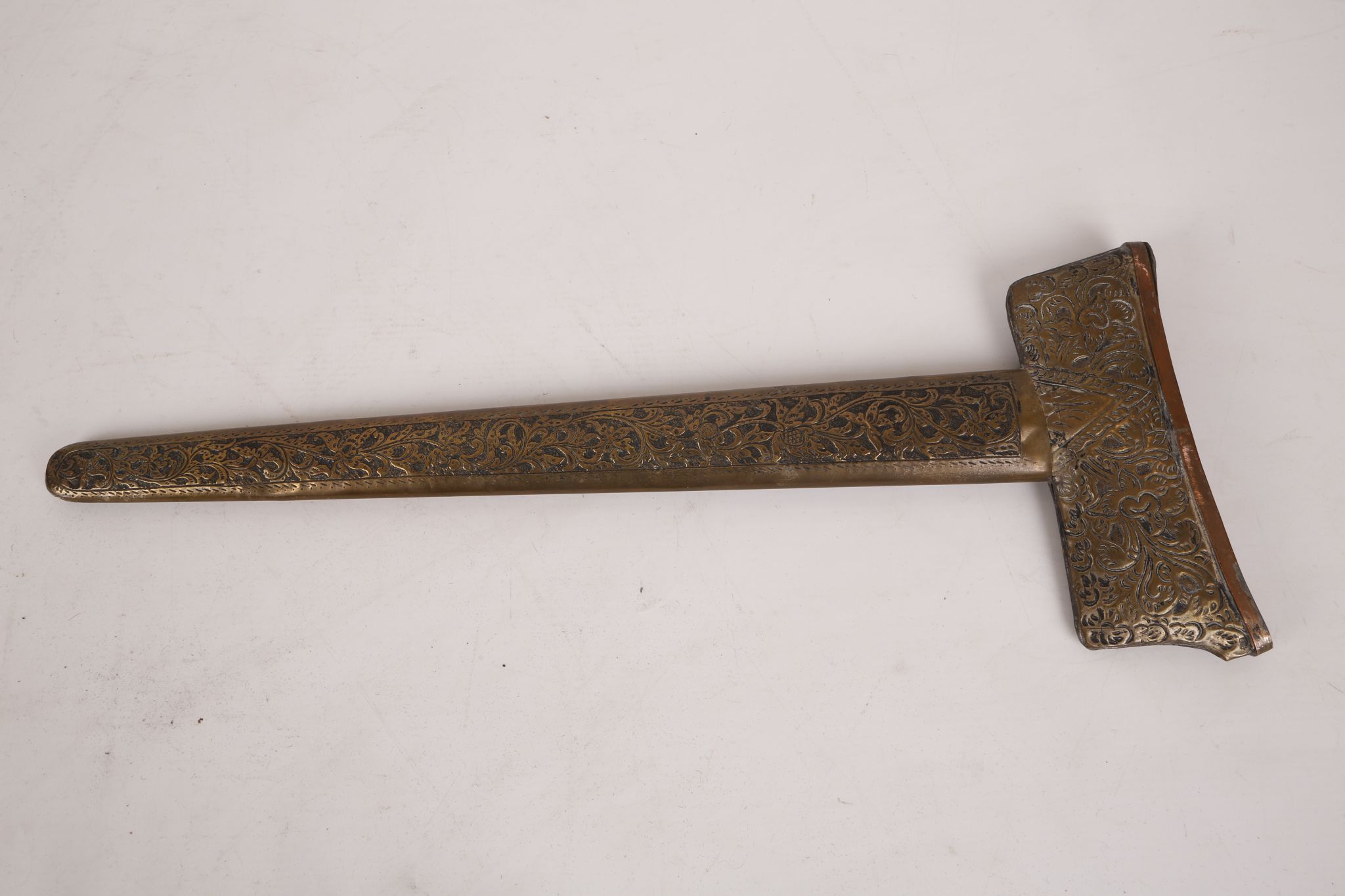 Malayan Kris, brass 'hoof' handle with leaf decoration, trailing branch decoration to 28.5cm - Image 6 of 8