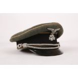 WW2 3rd Reich German Waffen SS NCOs visor cap, grey green cloth with cream piping, probably a