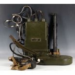 A British No4a mine detector and pack, headset and extending probe.