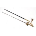 A small sword, 1890 pattern, British Royal Household / Diplomatic Court sword, gilt sword knot,