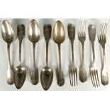French silver cutlery, circa 1900, forks and spoons, approx. 550g.