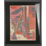 A selection of 1950's-1970's prints, to include a framed silk screen of a town scene, with