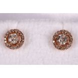 A pair of 18ct rose gold and diamond cluster earrings (dia. 0.30ct).
