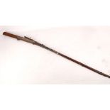 A Persian pan fire musket, chamfered block stock, inlaid brass decoration to body, decorated 112cm