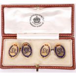 A pair of 18ct gold cufflinks bearing the Royal sypher for King George V in colour enamels,