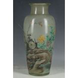 A Chinese inside painted glass vase, decorated with flowers, 30cm.
