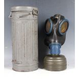 WW2 German Army gas mask with canister yellow lens to lid (**do not use, for display only).