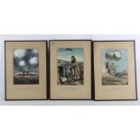 A set of twelve Bainsfather WW1 military cartoon prints, original frames, circa 1930, approx. 22 x