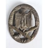 WW2 German 3rd Reich General Assault badge, zinc, semi scooped back, A stamp.