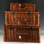 Two Fortnum & Mason wickerwork picnic baskets, sizes 50 x 36cm and 48 x 30cm, and a two bottle
