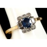 A vintage 18ct gold, sapphire and diamond cluster ring.