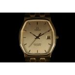 A gent's 1990s gold plated Omega Seamaster dress watch, with gilt, date, dial, quartz movement and