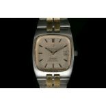 A gent's Omega Constellation automatic wrist watch, in two tone stainless steel and gilt finish,