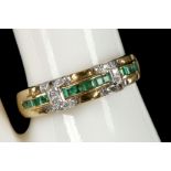 An Art Deco 9ct gold, emerald and diamond ring.