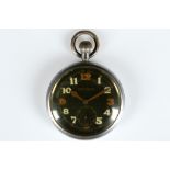 A WW2 era Jaeger Le Coultre open faced pocket watch, bears case back inventory details G.S.T.P.